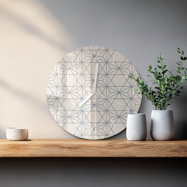 Okrúhle sklenené hodiny Geometrický vzor