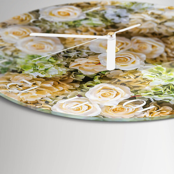 Okrúhle sklenené hodiny Elegantné kvety