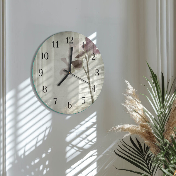 Okrúhle sklenené hodiny Vintage kvet