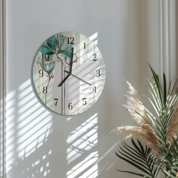 Okrúhle sklenené hodiny Vintage kvety