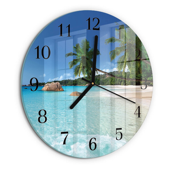 Okrúhle sklenené hodiny Pláž