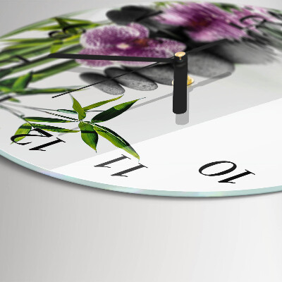 Okrúhle sklenené hodiny Orchideové kamene