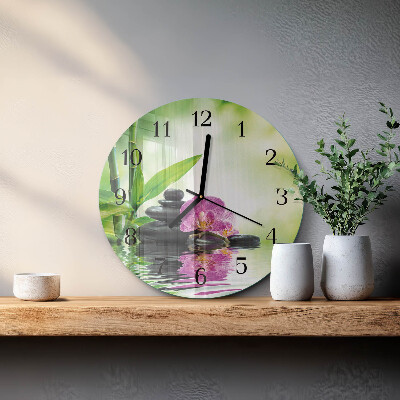 Okrúhle sklenené hodiny Kúpeľná orchidea