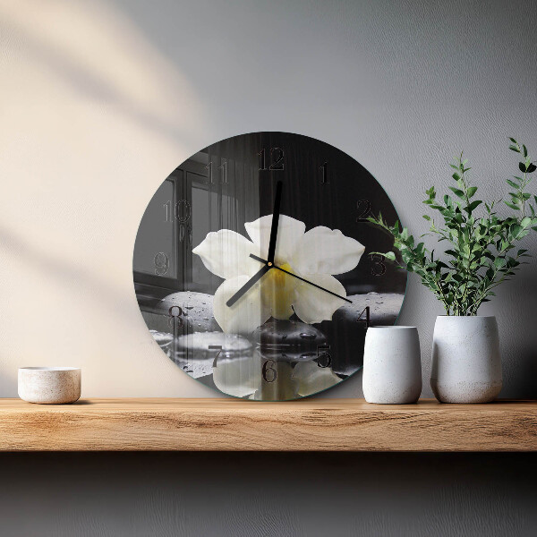 Okrúhle sklenené hodiny Orchideové kamene