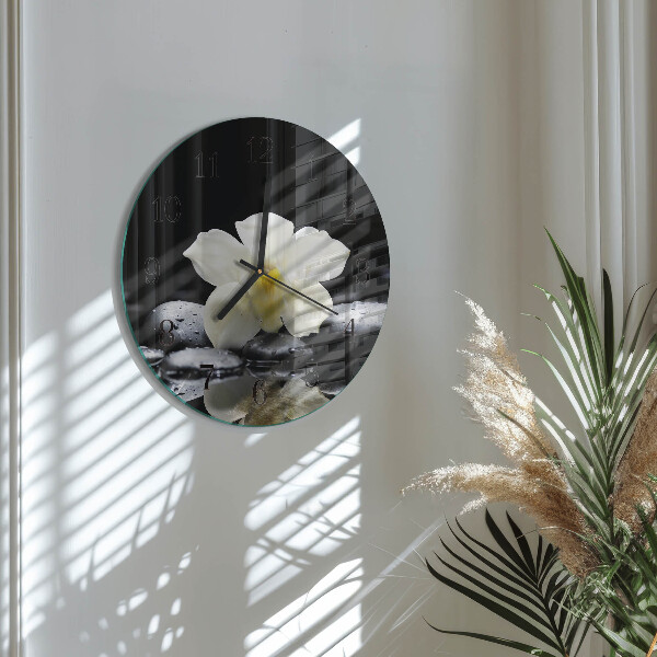 Okrúhle sklenené hodiny Orchideové kamene