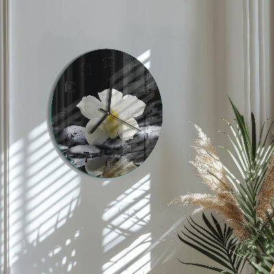 Okrúhle sklenené hodiny Orchideové kamene