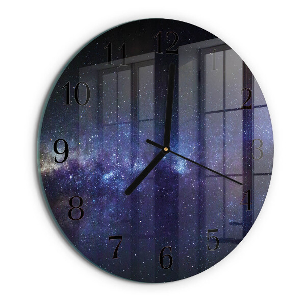 Okrúhle sklenené hodiny Galaxia
