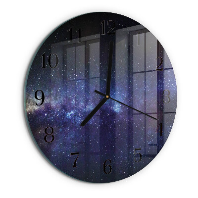 Okrúhle sklenené hodiny Galaxia
