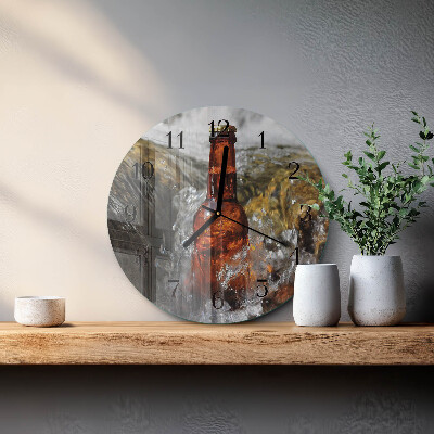 Okrúhle sklenené hodiny Pivo