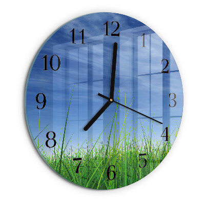 Okrúhle sklenené hodiny Tráva