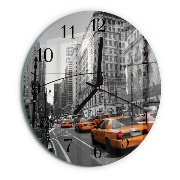 Okrúhle sklenené hodiny Newyorské taxi