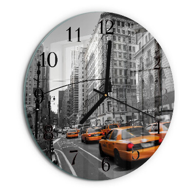 Okrúhle sklenené hodiny Newyorské taxi