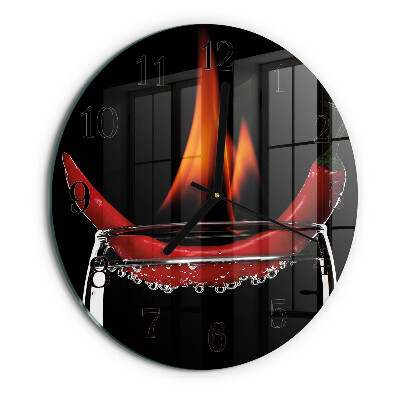 Okrúhle sklenené hodiny Chilli Fire