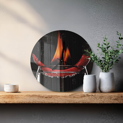 Okrúhle sklenené hodiny Chilli Fire