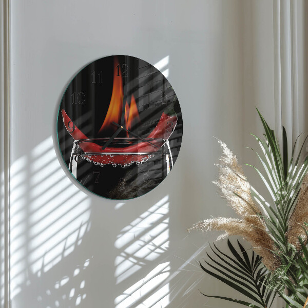 Okrúhle sklenené hodiny Chilli Fire