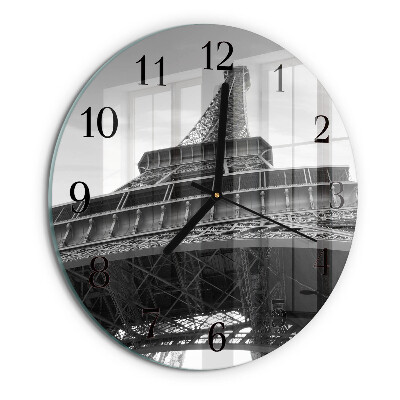 Okrúhle sklenené hodiny Eiffelova veža v Paríži