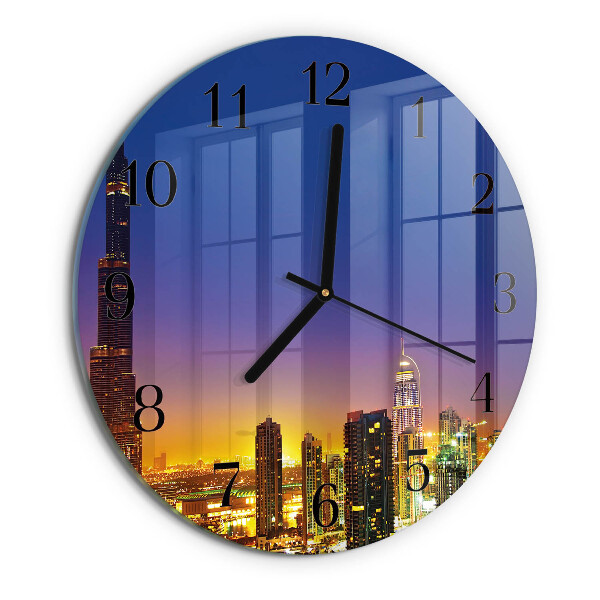 Okrúhle sklenené hodiny Horizont Dubaj