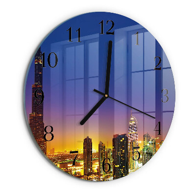 Okrúhle sklenené hodiny Horizont Dubaj