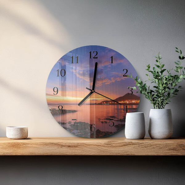 Okrúhle sklenené hodiny Morský ostrov
