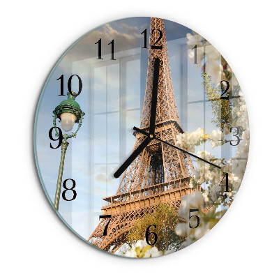 Okrúhle sklenené hodiny Eiffelova veža v Paríži