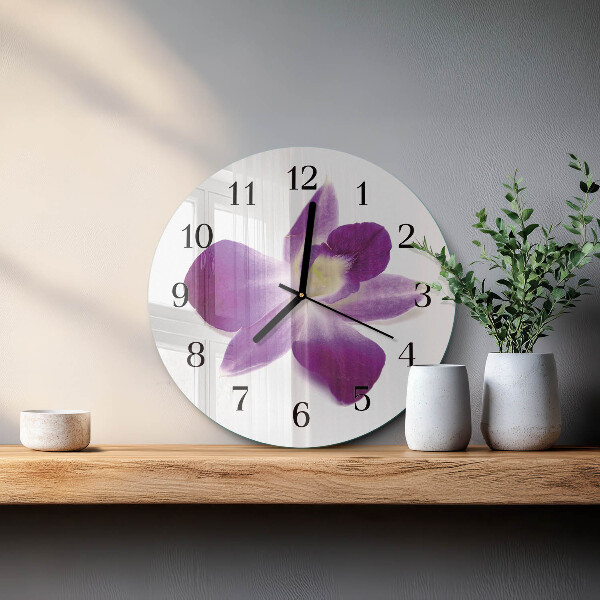 Okrúhle sklenené hodiny Kvet orchidey