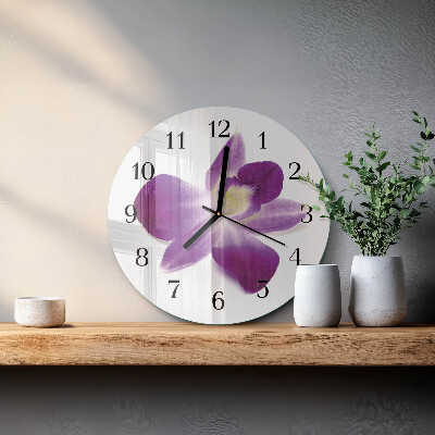 Okrúhle sklenené hodiny Kvet orchidey