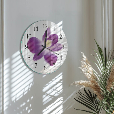 Okrúhle sklenené hodiny Kvet orchidey