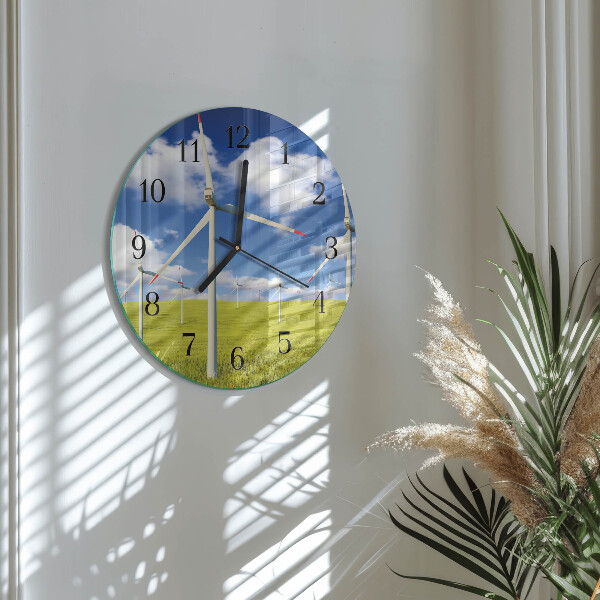 Okrúhle sklenené hodiny Veterná farma