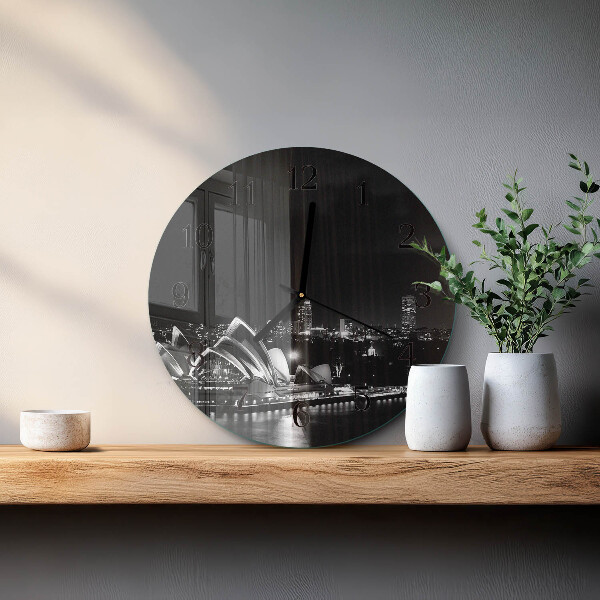 Okrúhle sklenené hodiny Sydney Horizon