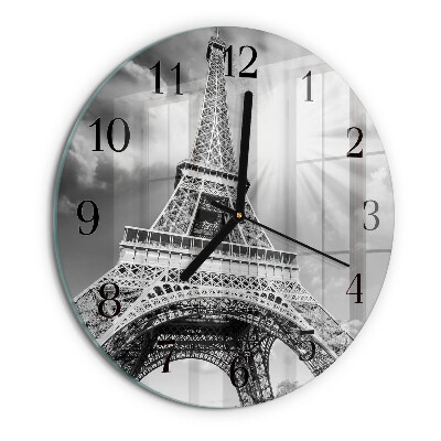 Okrúhle sklenené hodiny Eiffelova veža v Paríži