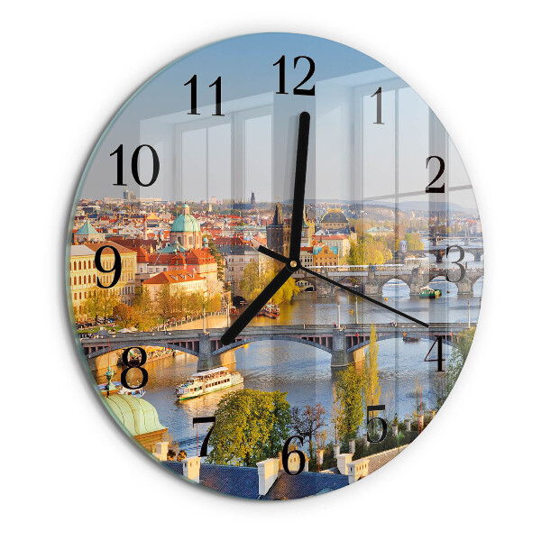 Okrúhle sklenené hodiny Mesto Praha