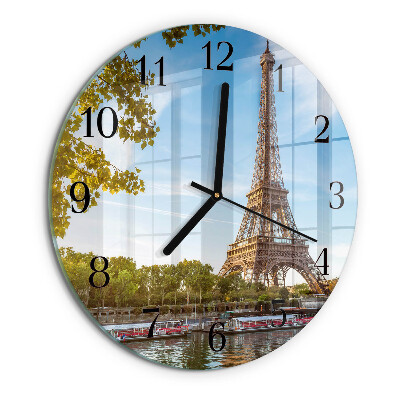 Okrúhle sklenené hodiny Eiffelova veža v Paríži