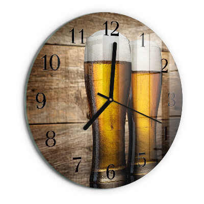 Okrúhle sklenené hodiny Pivo