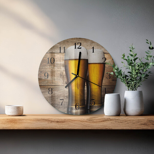 Okrúhle sklenené hodiny Pivo