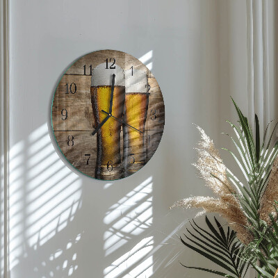 Okrúhle sklenené hodiny Pivo