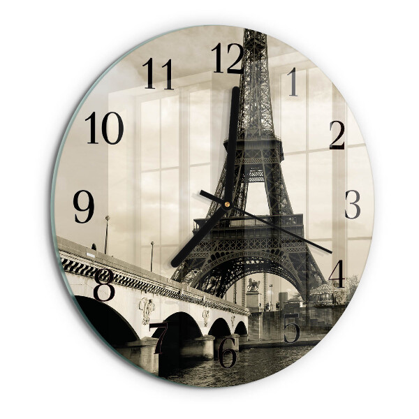 Okrúhle sklenené hodiny Paríž