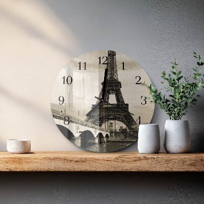 Okrúhle sklenené hodiny Paríž