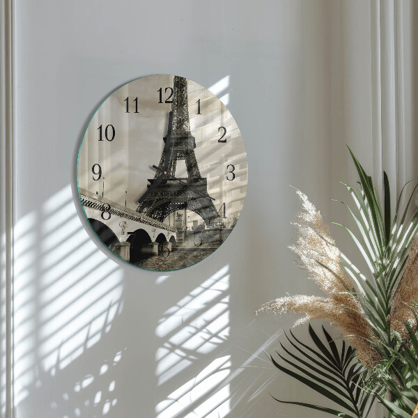 Okrúhle sklenené hodiny Paríž