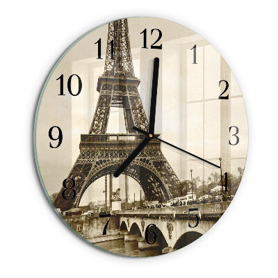 Okrúhle sklenené hodiny Paríž