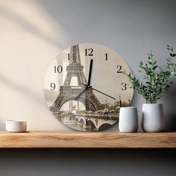 Okrúhle sklenené hodiny Paríž