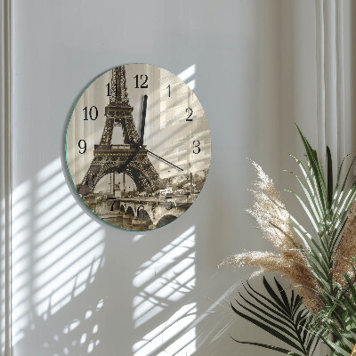 Okrúhle sklenené hodiny Paríž