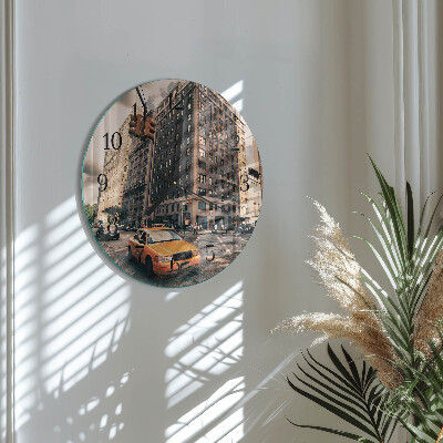 Okrúhle sklenené hodiny Taxi