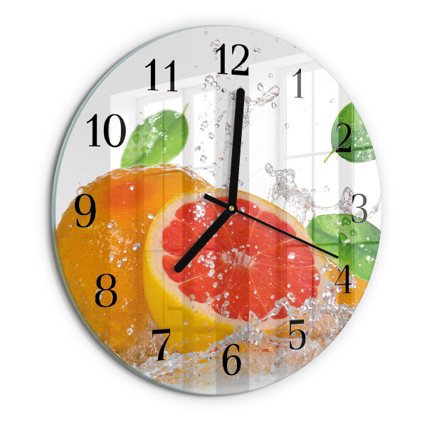 Okrúhle sklenené hodiny Grapefruit