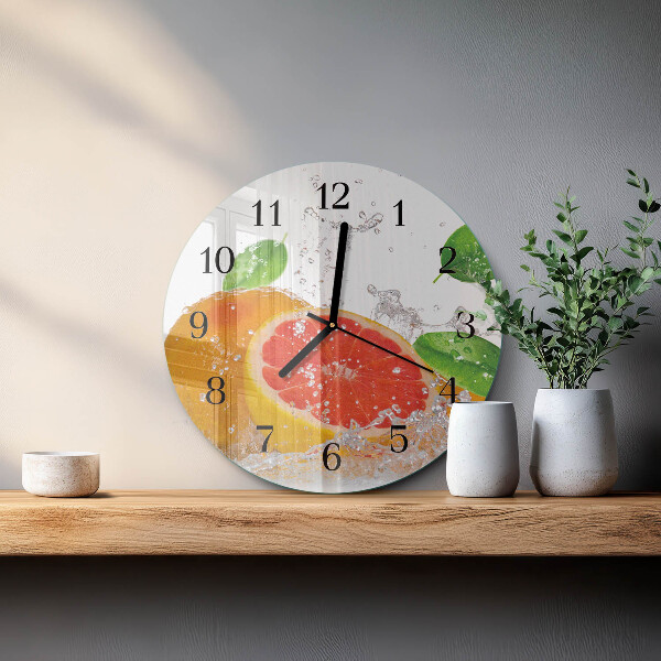 Okrúhle sklenené hodiny Grapefruit