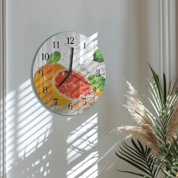 Okrúhle sklenené hodiny Grapefruit