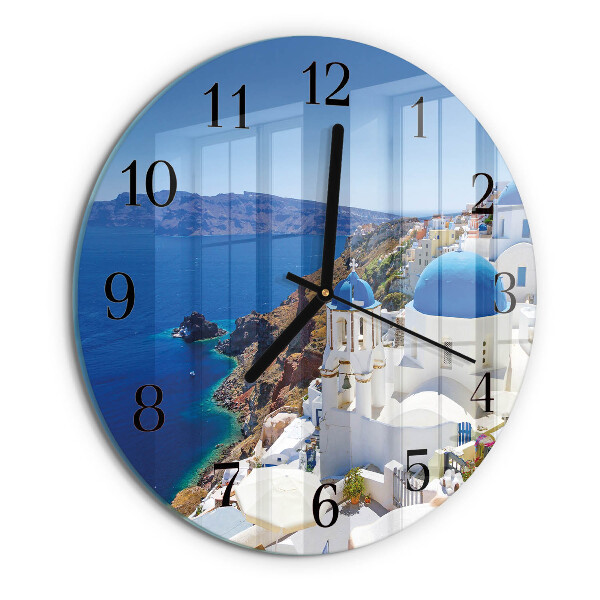 Okrúhle sklenené hodiny Santorini