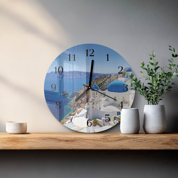 Okrúhle sklenené hodiny Santorini