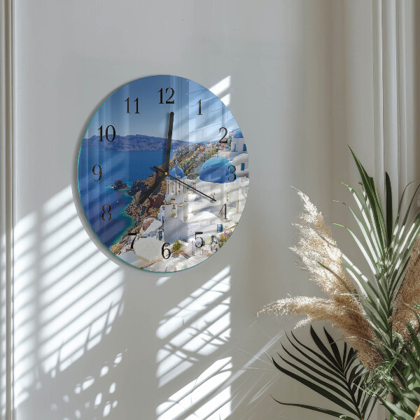 Okrúhle sklenené hodiny Santorini