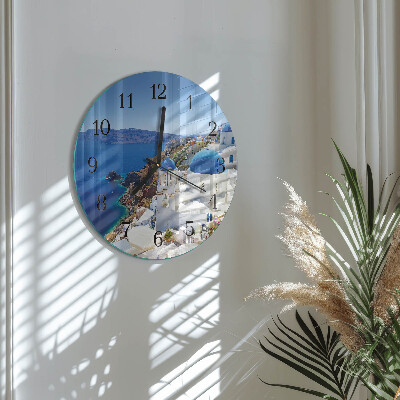 Okrúhle sklenené hodiny Santorini