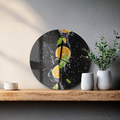 Okrúhle sklenené hodiny Pomaranče